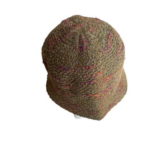 Relativity Womens Olive Tweed Bucket Hat 70% Wool 30% Acrylic With Colorful High - Picture 2 of 5